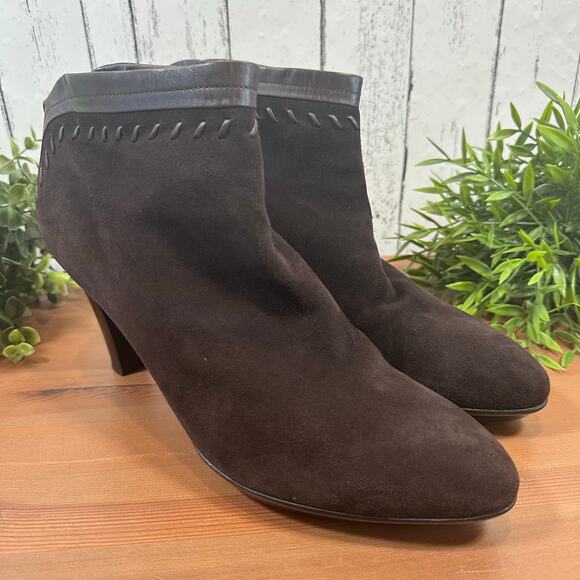 Aquatalia Marvin K Riley Dark Brown Suede Back Zipper Ankle Boots Size 12 - Picture 2 of 10